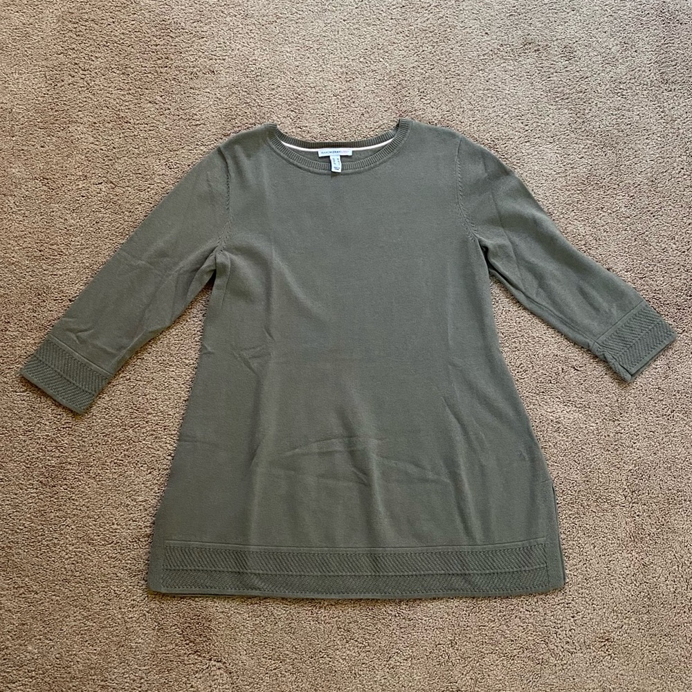 Isaac Mizrahi Live 3/4 sleeve mixed border stitch tunic